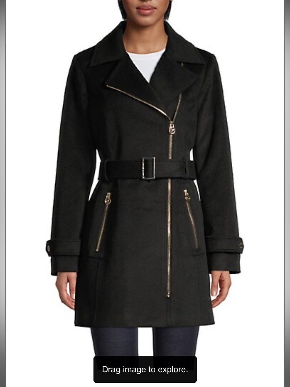 MICHAEL Michael Kors Wool Blend Moto Trench Coat